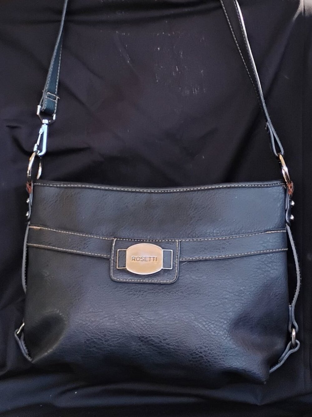 Black Soft Leather ROSETTI  Shoulder Bag - ** Brozen Zipper Seam (shown) **